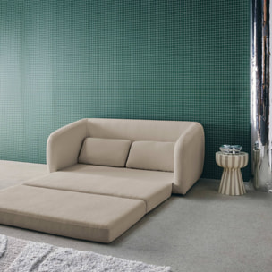 Canapé convertible 2 places tissu chenille gris clair - L 170 x P 95 x H 76cm - Twist