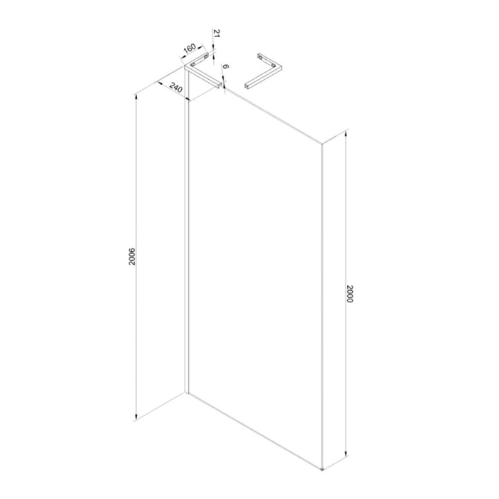 Bras de montage à gauche Walk-In, chrome (SATLZAV1LCR)