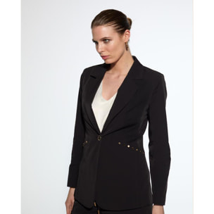 Blazer in Tessuto Tecnico con Borchie