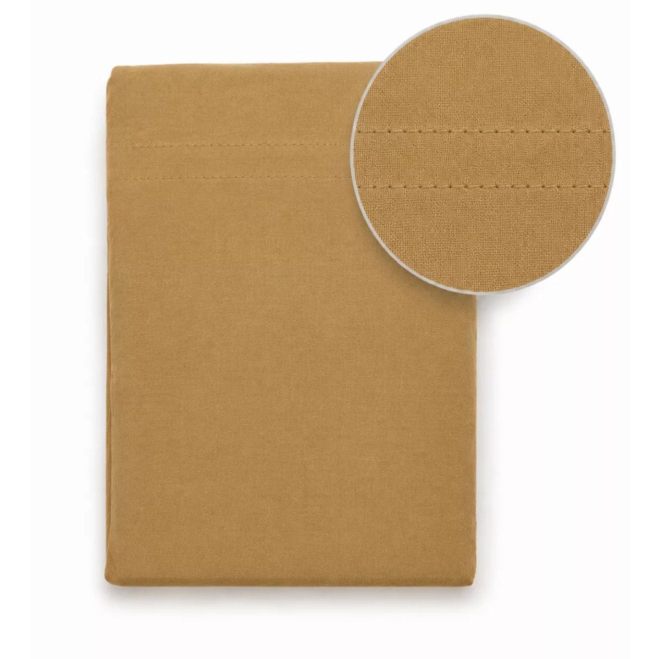 Drap plat gaze de coton lavé uni marron Malia houblon