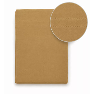 Drap plat gaze de coton lavé uni marron Malia houblon