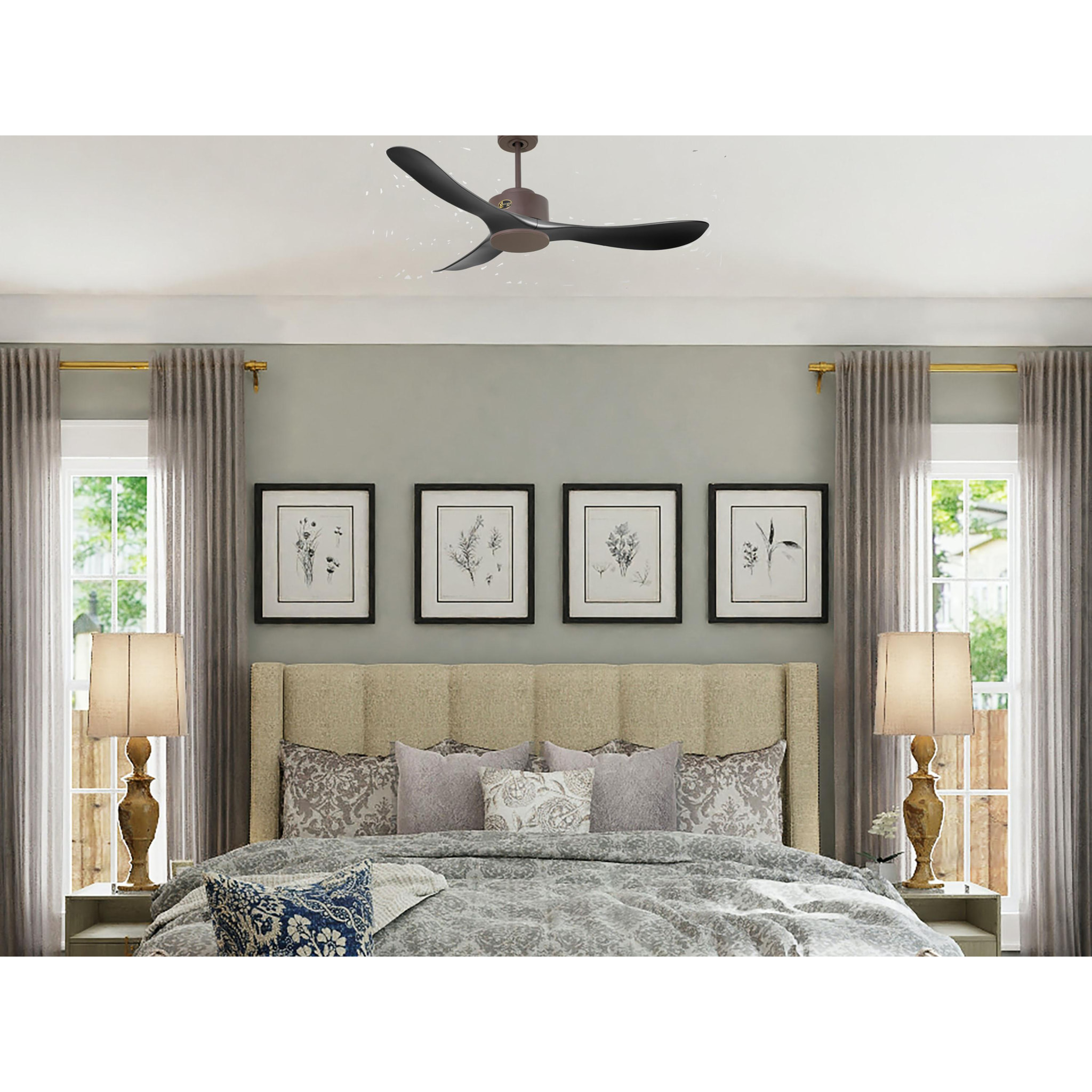 Ventilateur de plafond ø132 cm avec Wifi Réversible Hypersilence 40   W Chocolat