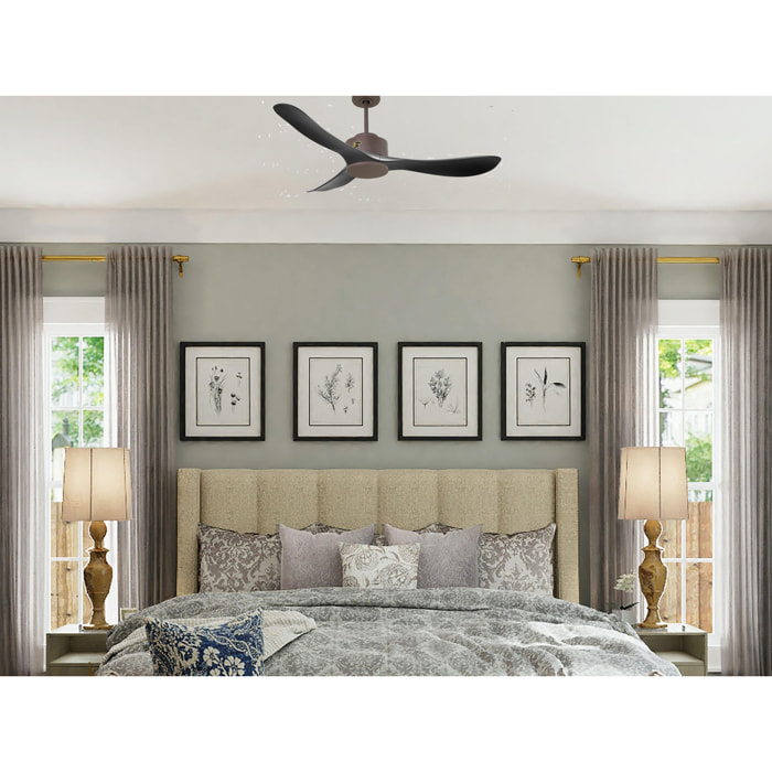 Ventilateur de plafond ø132 cm avec Wifi Réversible Hypersilence 40   W Chocolat