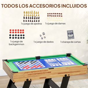 Mesa Multijuegos Plegable 13 en 1, Mesa de Juego con Futbolines para Niños, Billar, Ping-pong, Hockey, Ajedrez, Damas, Backgammon y Accesorios, Diversión Familiar para Adultos y Niños