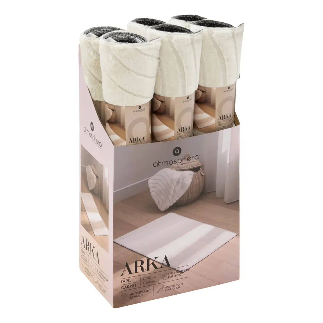 Tapis fausse fourrure Arka ivoire 90x60cm
