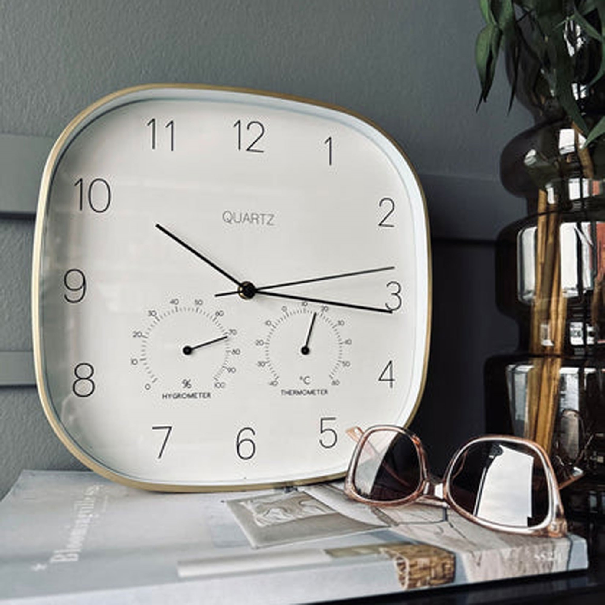 Well home reloj de pared marco dorado ø28,5x4cm