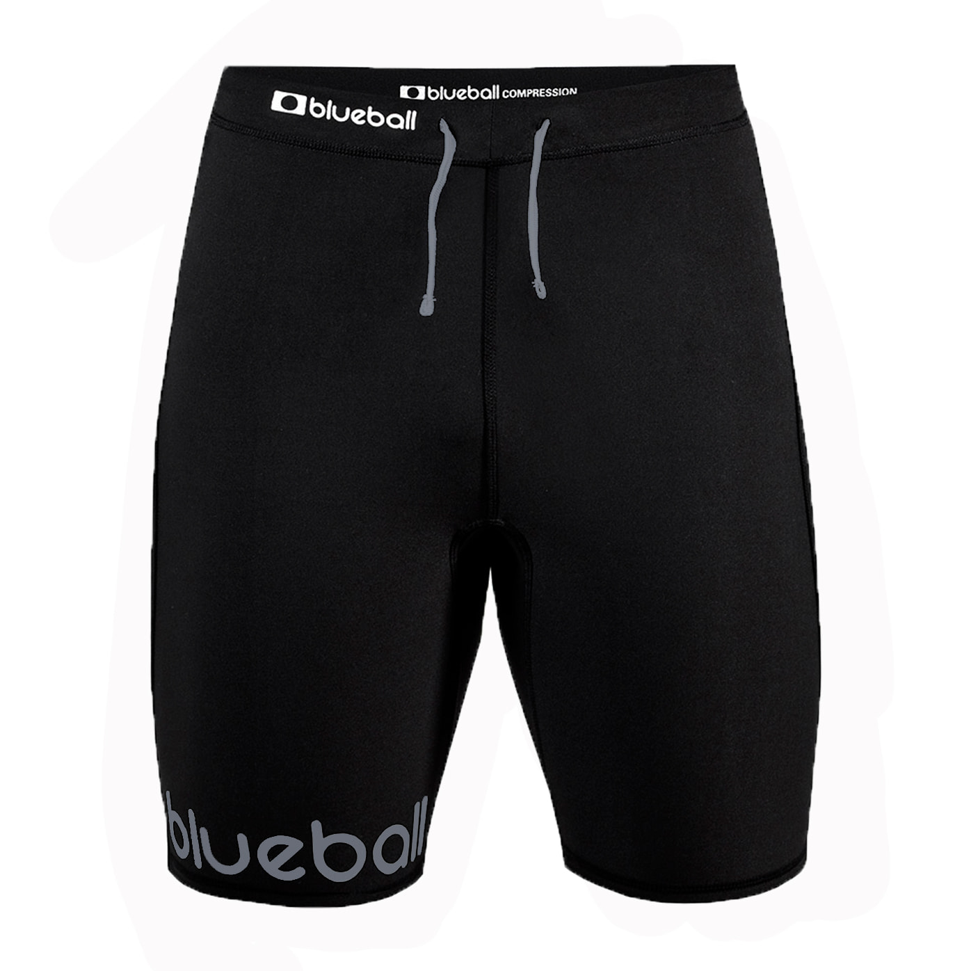 PANTALÓN CORTO DE COMPRESIÓN RUNNING CON CORDONES PARA HOMBRE BLUEBALL EN NEGRO.