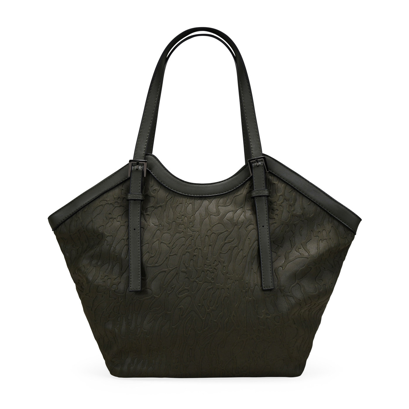 Bolso de hombro caqui con hebillas