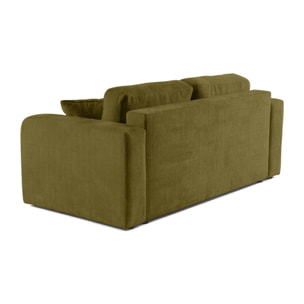 Miro - canapé droit 2 places - en velours texturé - Vert Olive