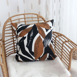 Coussin décoratif déhoussable motif graphique - Noir