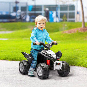 Quad Eléctrico para Niños de 18-36 Meses Vehículo Eléctrico a Batería 6V Infantil con Faros LED Bocina Velocidad de 2,8 km/h y Avance 65,5x38,5x43,5 cm Negro