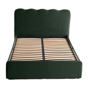 Kahlo - lit coffre - 160x200 - en velours - sommier inclus - Vert