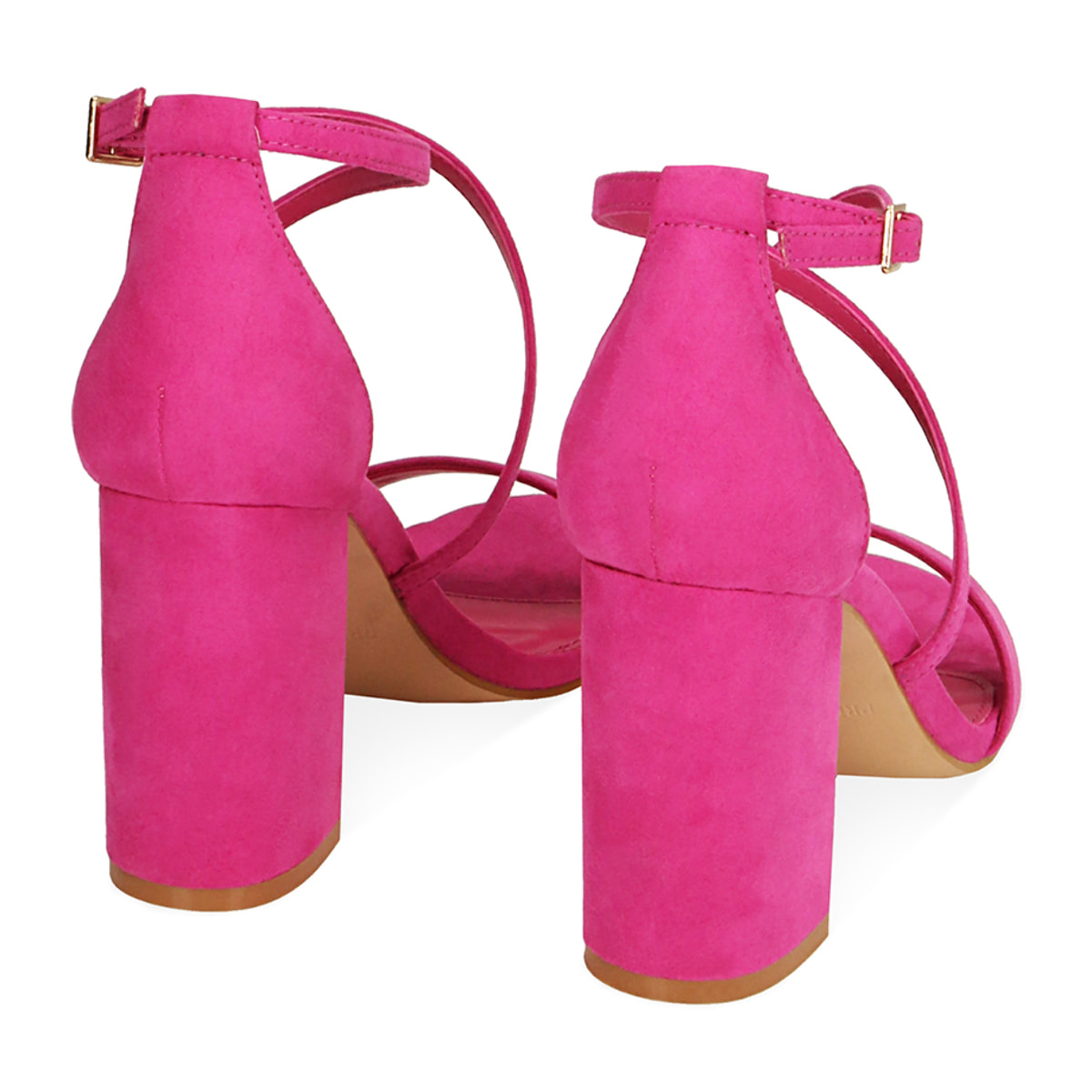 Sandalias fucsia en microfibra, tacón 9 cm