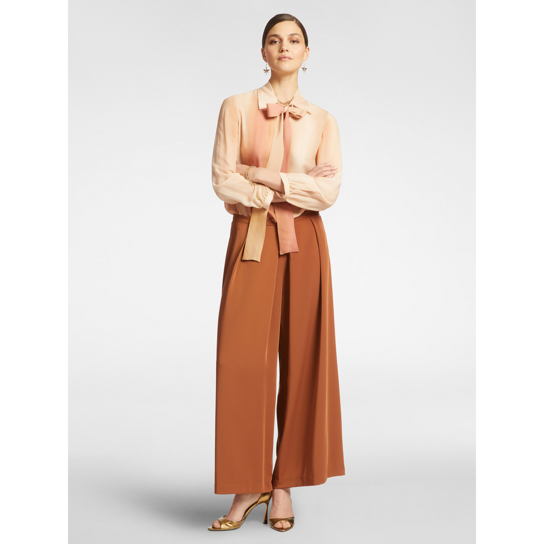 Elena Mirò - Blusa in raso di colore sfumato - Beige