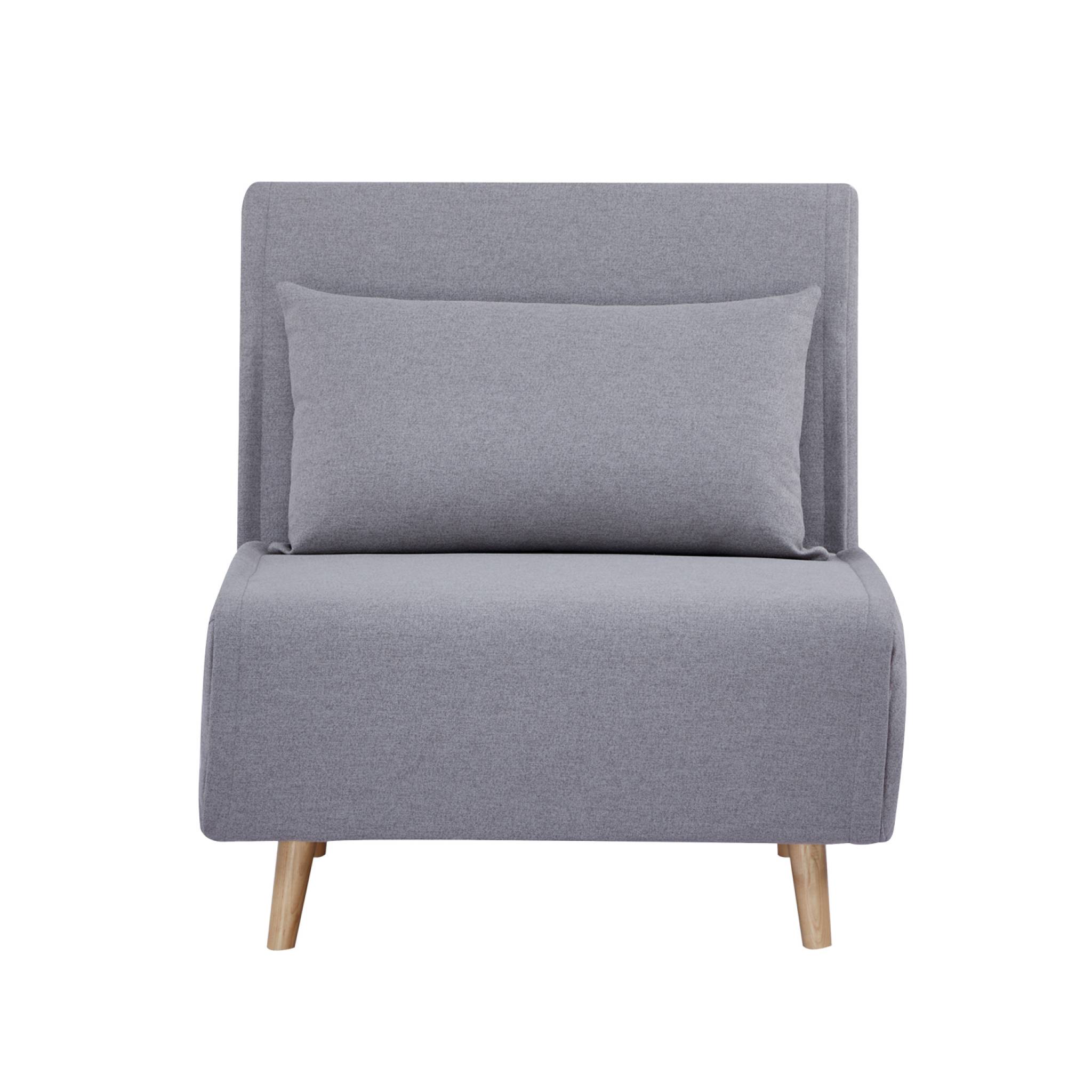 Chauffeuse convertible tissu piétement bois 1 place gris Guest