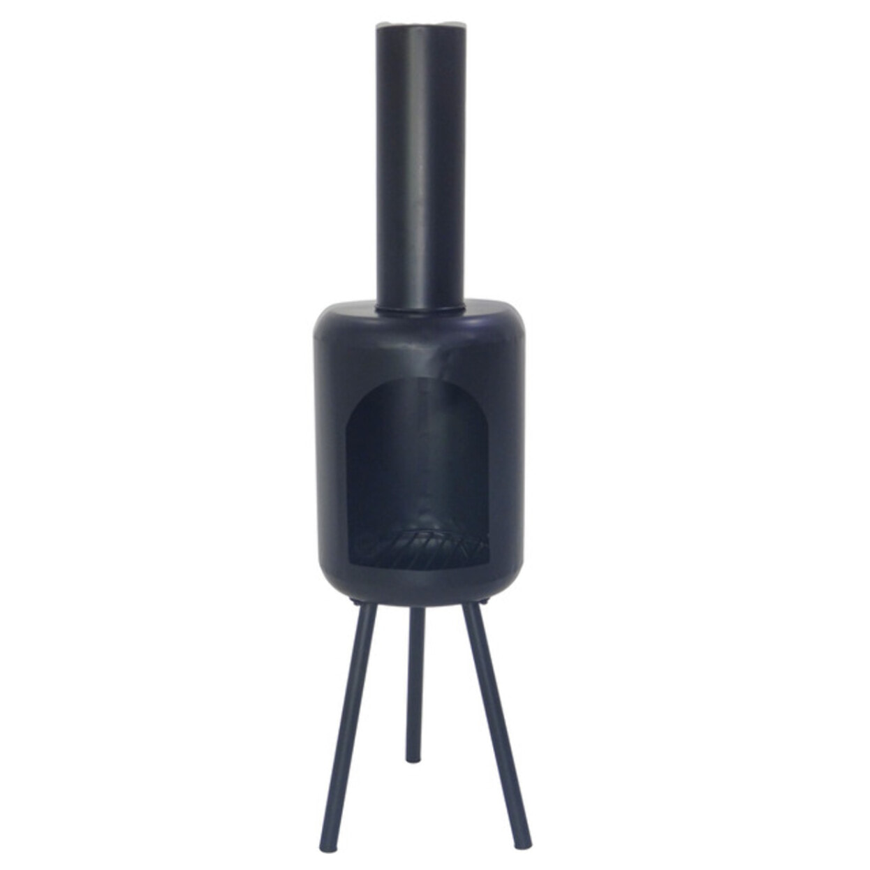 Caminetto da esterno Kimbolton in acciaio 114 cm, braciere a legna design cilindrico moderno, stufa outdoor compatta e resistente al calore, ideale per giardino terrazzo patio e veranda