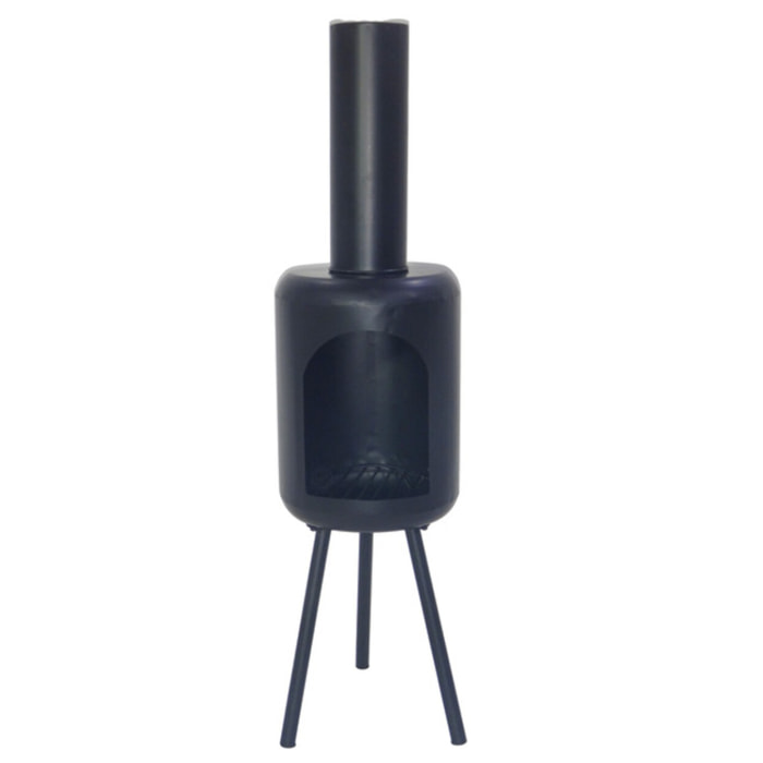 Caminetto da esterno Kimbolton in acciaio 114 cm, braciere a legna design cilindrico moderno, stufa outdoor compatta e resistente al calore, ideale per giardino terrazzo patio e veranda