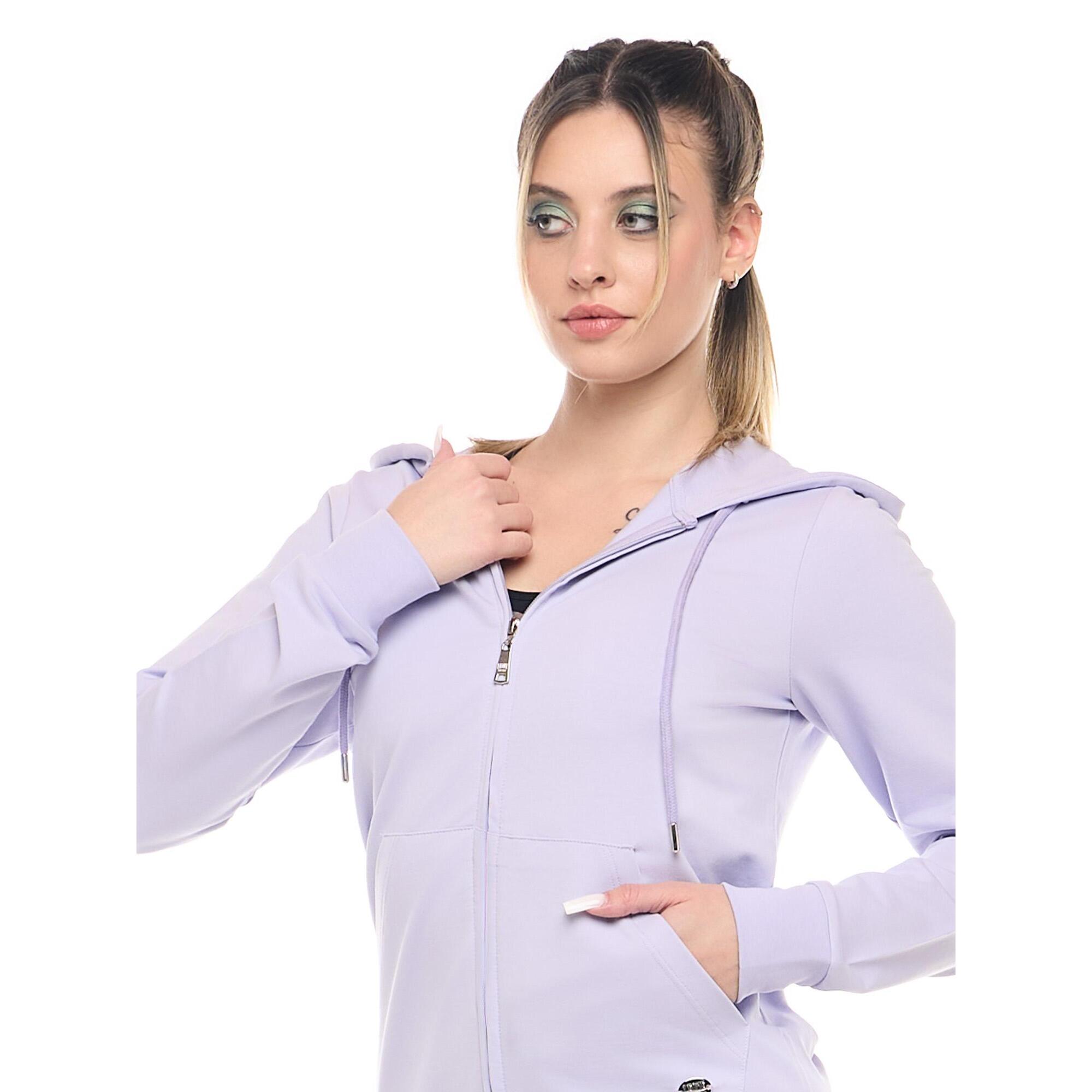 Felpa con cappuccio e zip da donna non felpata Leone Basic