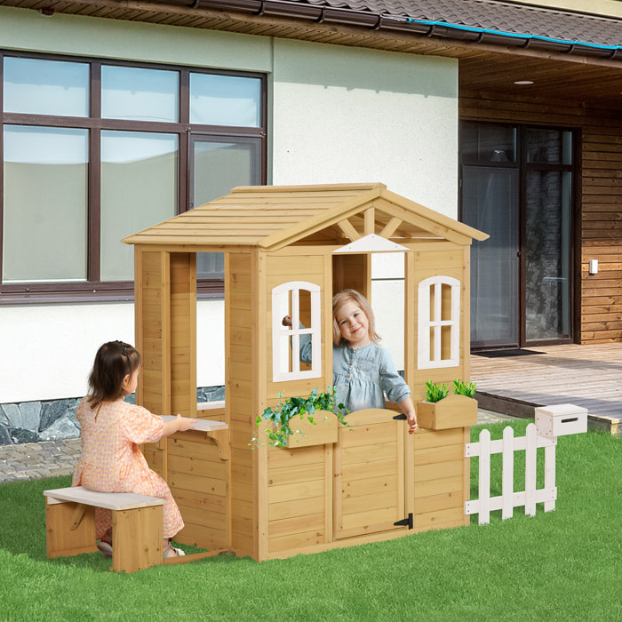 Casita Infantil de Exterior de Madera 204x107x140cm +3 Años Madera Natural