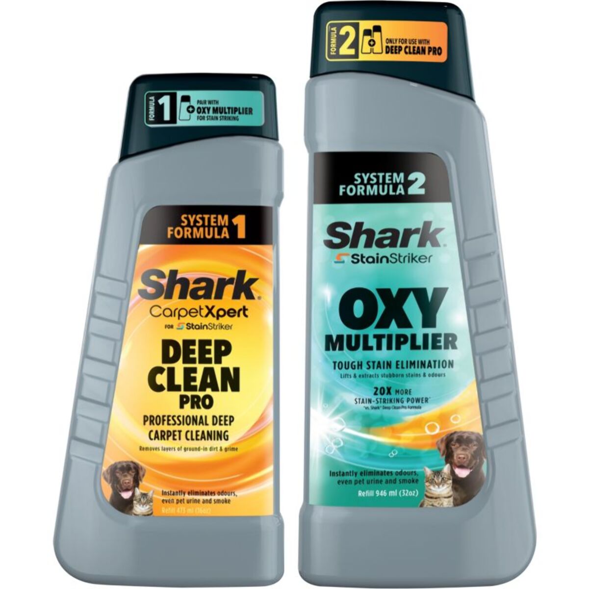 Détergent SHARK pour détacheur / shampouineuse Shark - 2 solutions combinées 473 ml et 946 ml