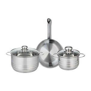 Ensemble de 1 Poêle de cuisson 24 cm et 2 faitouts 16 et 20 cm Elo Profi Brillant