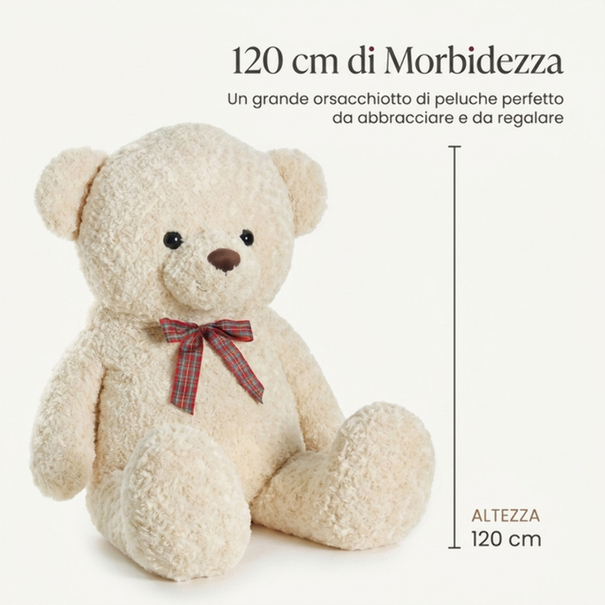 Orso di peluche gigante in poliestere - CREMA