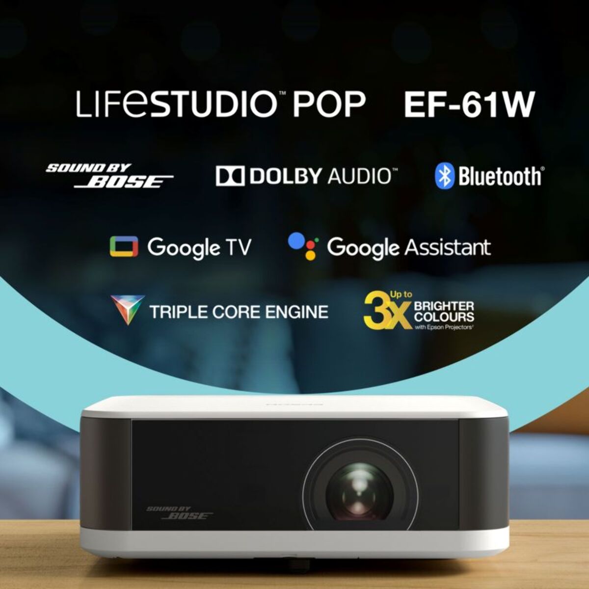 Vidéoprojecteur portable EPSON EF-61W 2025 Full HD, Google TV