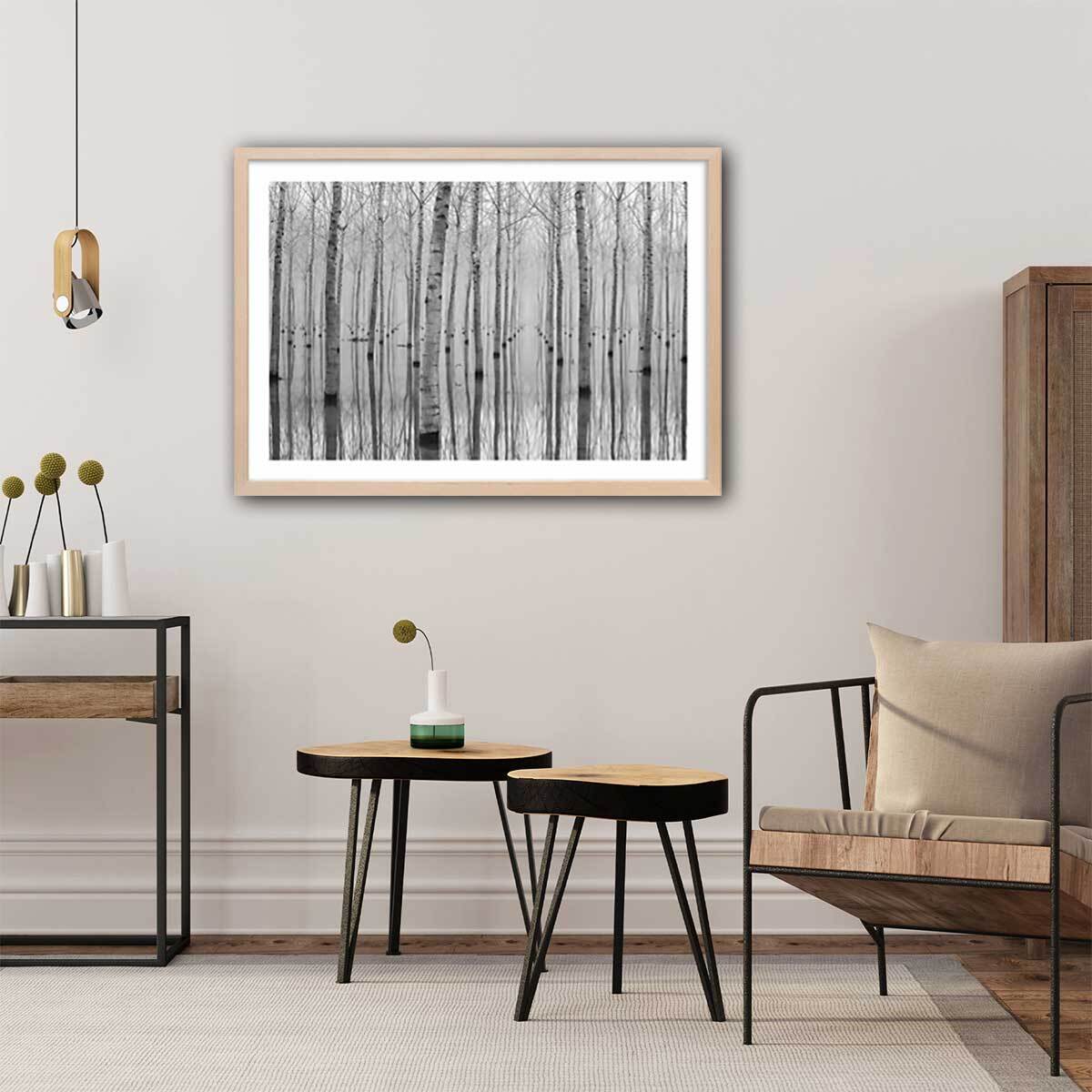 Affiche nature automnale pieds dans l'eau Affiche sous cadre bois