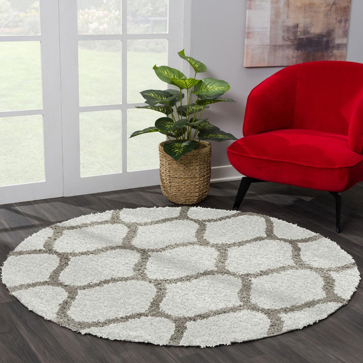 Tapis longs poils shaggy tissé motif scandinave HABO