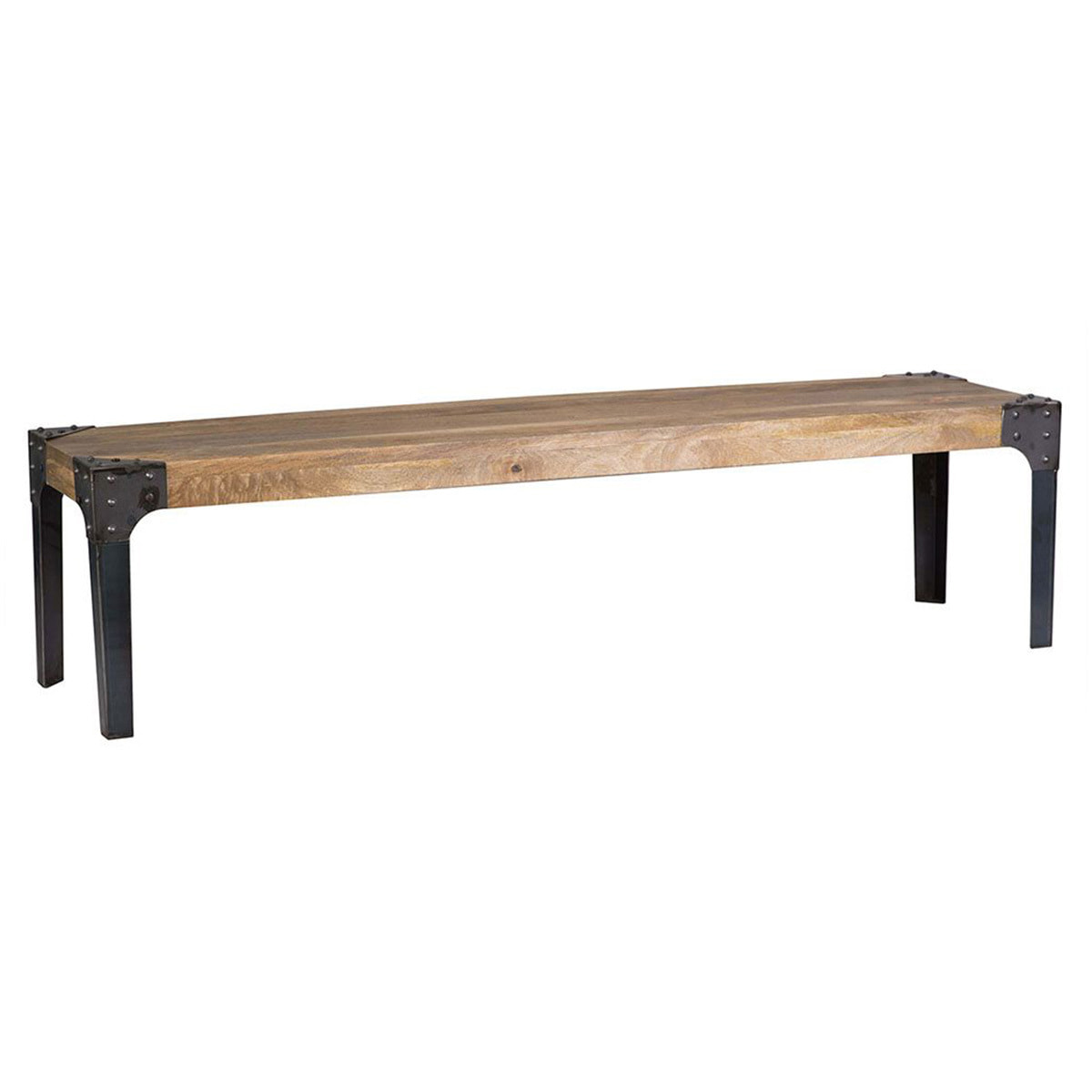 Banc industriel en bois manguier massif et métal noir L180 cm MADISON