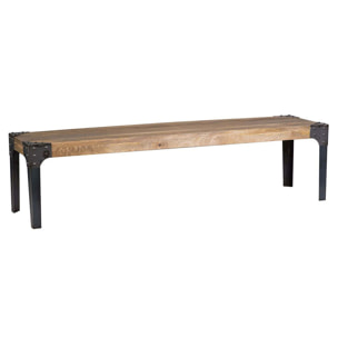 Banc industriel en bois manguier massif et métal noir L180 cm MADISON