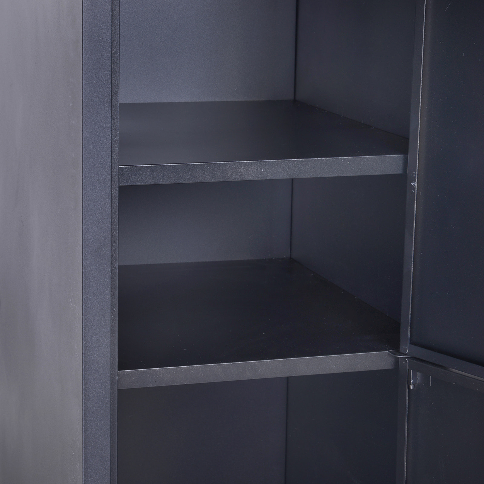 Vestiaire métallique 2 portes verrouillables - armoire métallique - 2 tringles, 4 étagères - acier noir