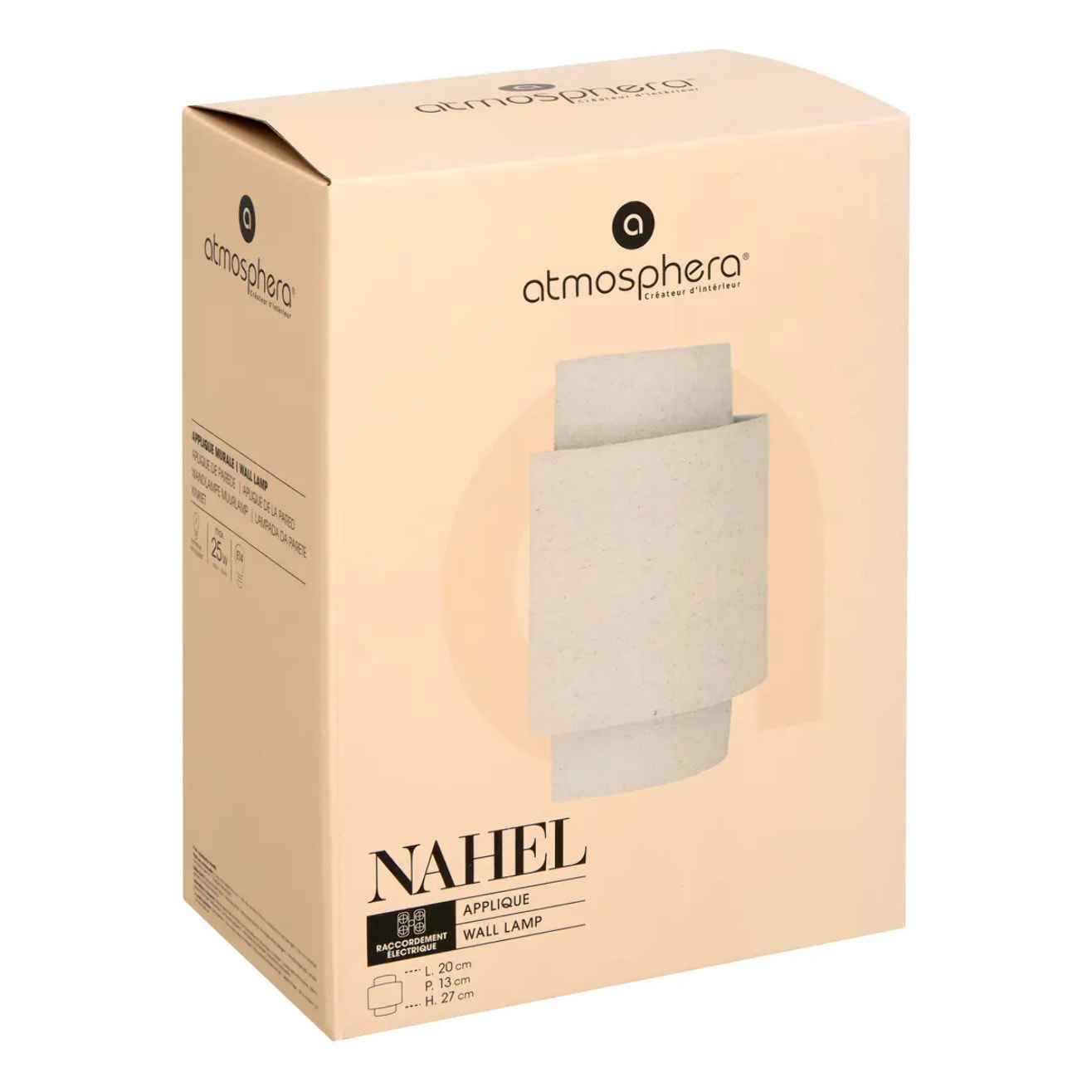 Applique murale Nahel en lin beige 20x13cm