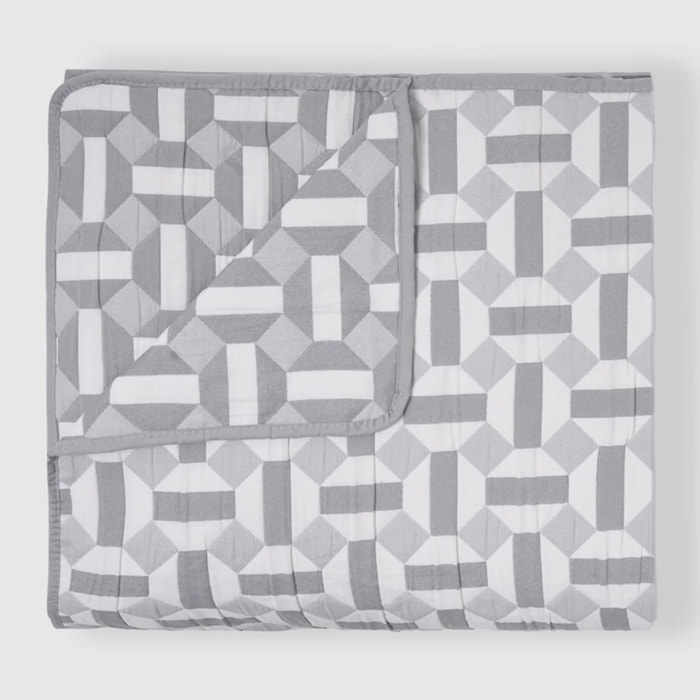 Colcha doble tela jacquard enrieta índigo