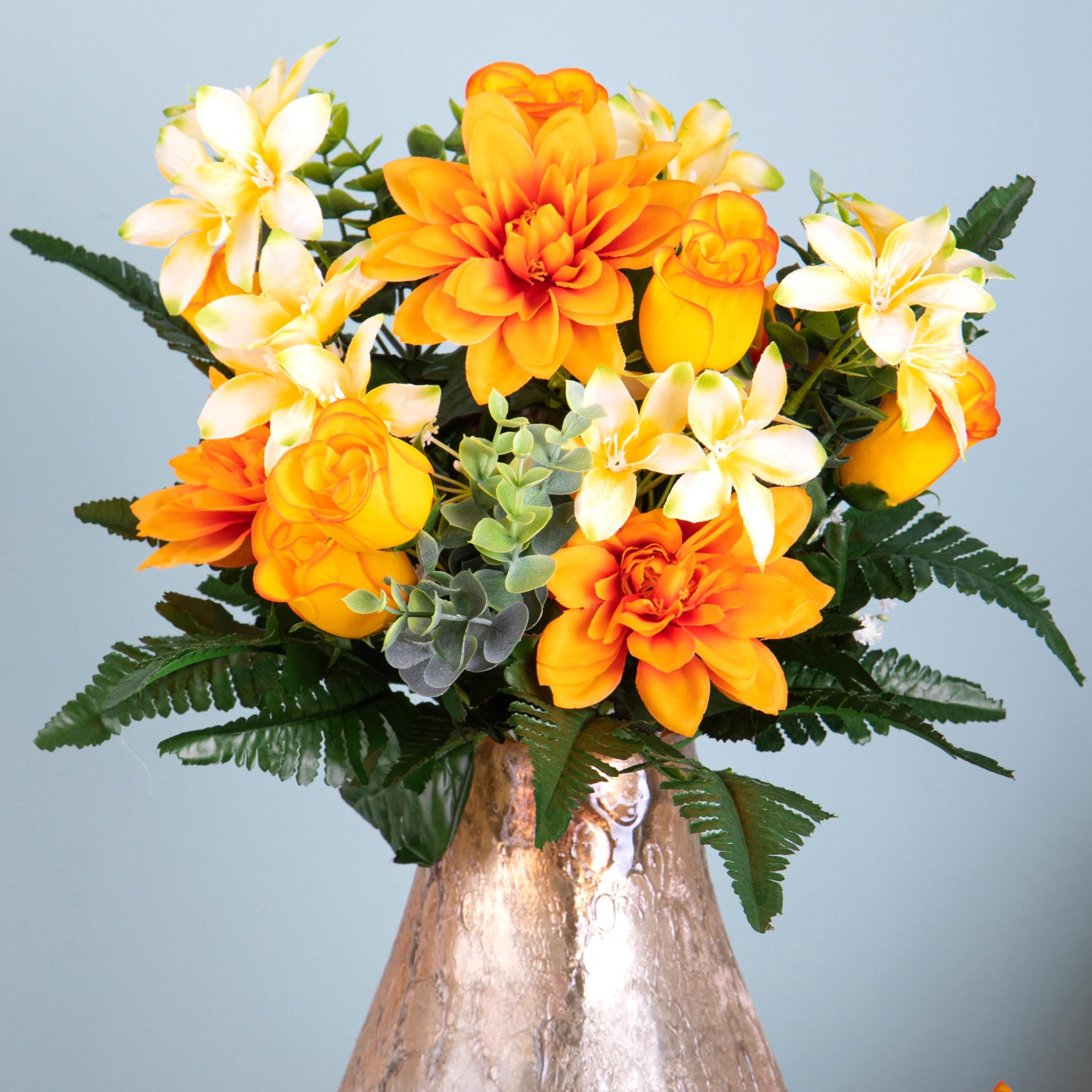 Bouquet c con dalie. Larghezza Cmd - Pezzi 2 - 20X60X20cm - Colore: Arancio - Bianchi Dino - Fiori Artificiali