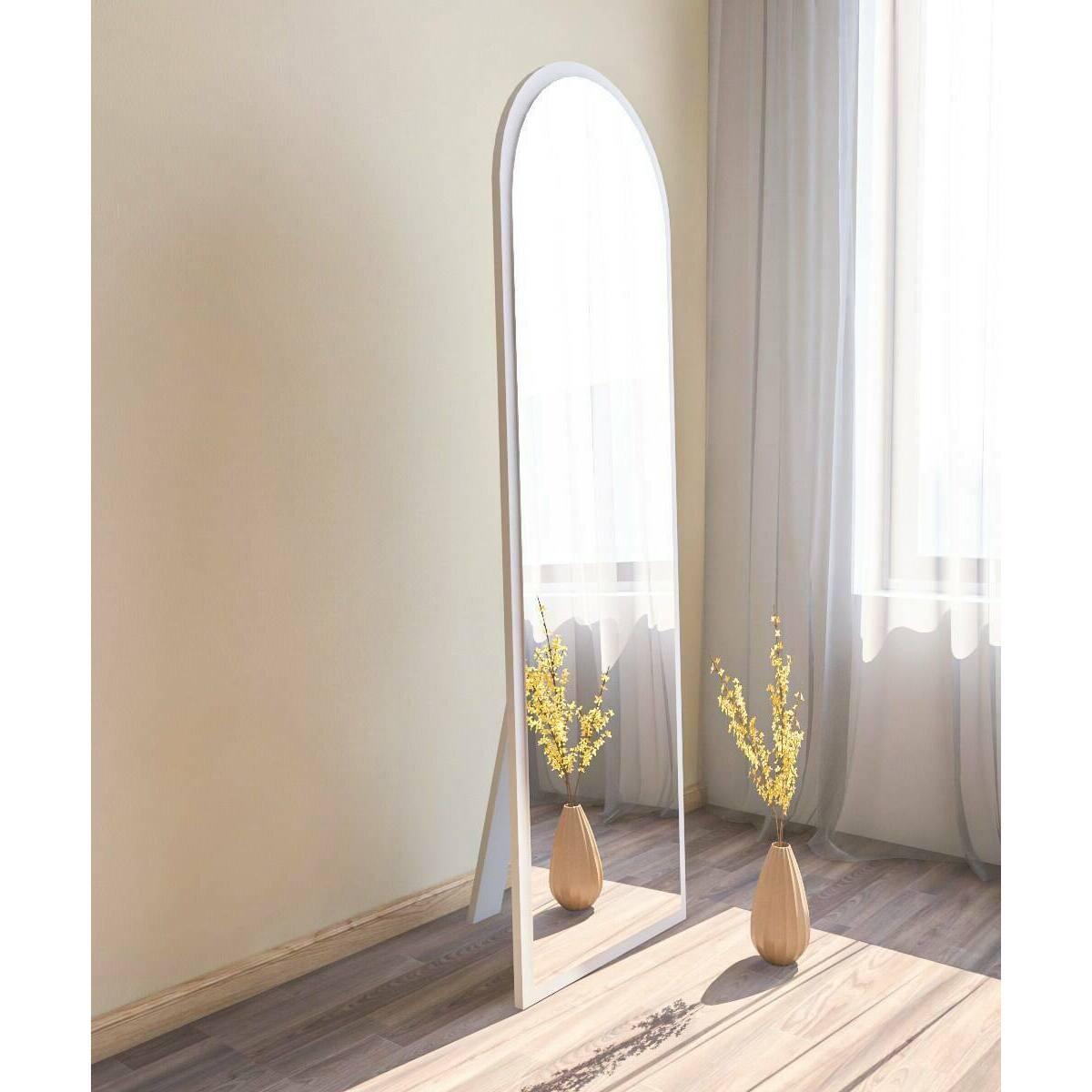 Specchio Dpolon, Specchiera, Articolo d'arredo a muro, Decorazione con specchio, 50x2h160 cm, Bianco