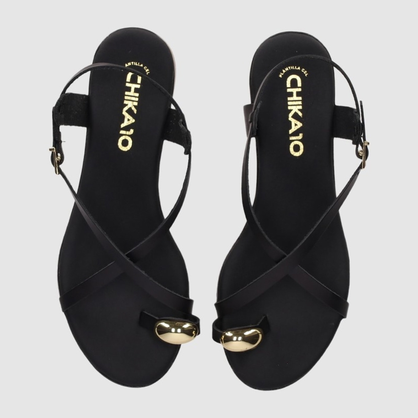 Sandalias de Piel - Negro - Tacón: 2 cm