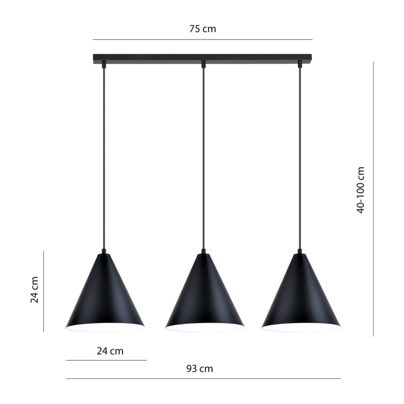 Lampada a sospensione REBEL in acciaio nero e bianco