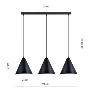 Lampada a sospensione REBEL in acciaio nero e bianco
