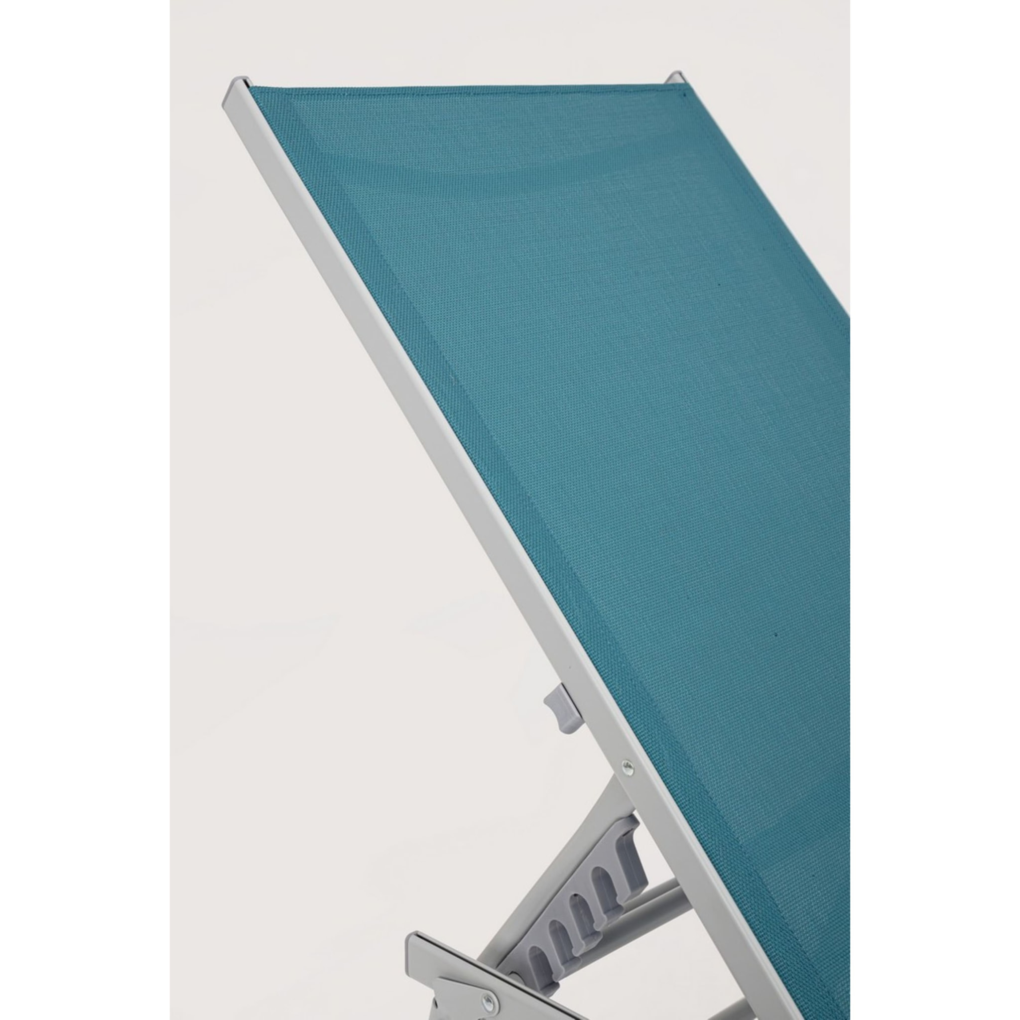 Set di 4 lettini, reclinabili, MACARELLA in alluminio grigio e textilene blu, pieghevoli
