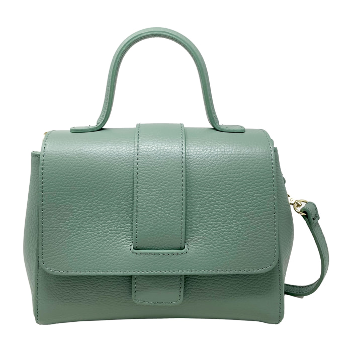 Chicca Borse - Borsa a Mano Donna in Vera Pelle - Colore Verde Chiaro