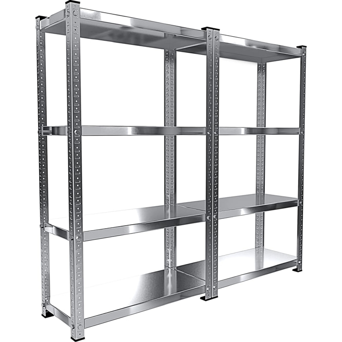 2 Scaffali In Metallo Scaffale Alta Portata Con 4 Ripiani Regolabili Ideale Per Garage Officina Cantina Capannone Magazzino Design Modulare 150 cm