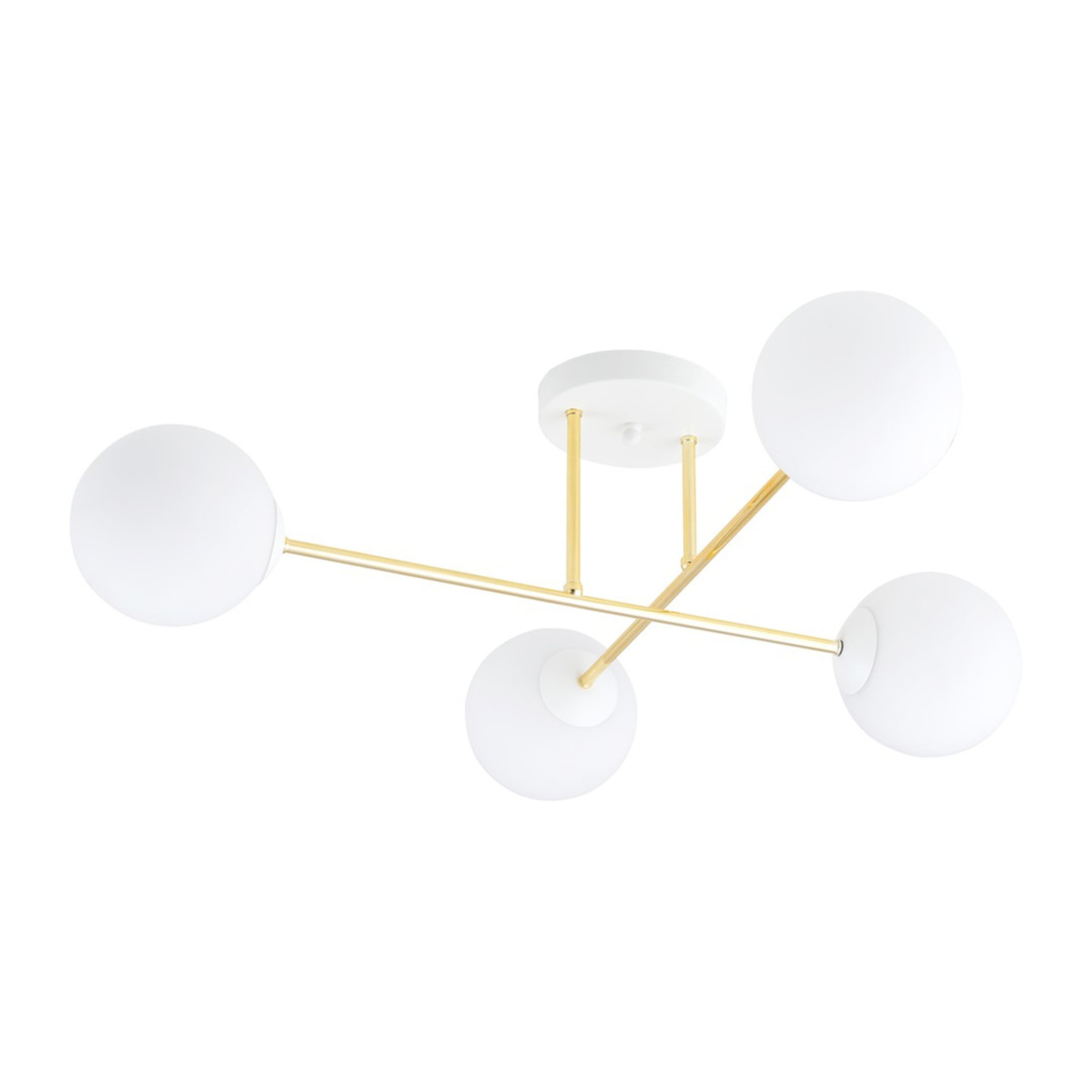 Lampada a sospensione MAGNUM in acciaio oro e vetro bianco