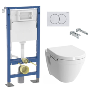 Pack Bati-support Geberit Autoportant Duofix + WC suspendu Vitra S50 + Abattant softclose + Plaque blanche (S50GebX)