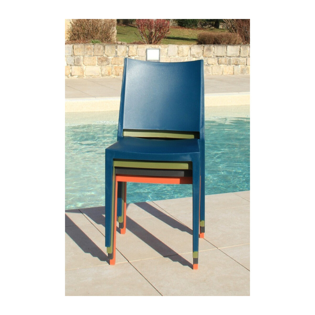 Lot de 2 chaises de jardin en plastique - gris anthracite - LAGOS