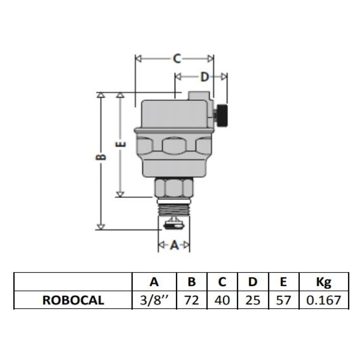 Purgeur automatique Robocal THERMADOR avec clapet d'isolement 3/8 M - PR