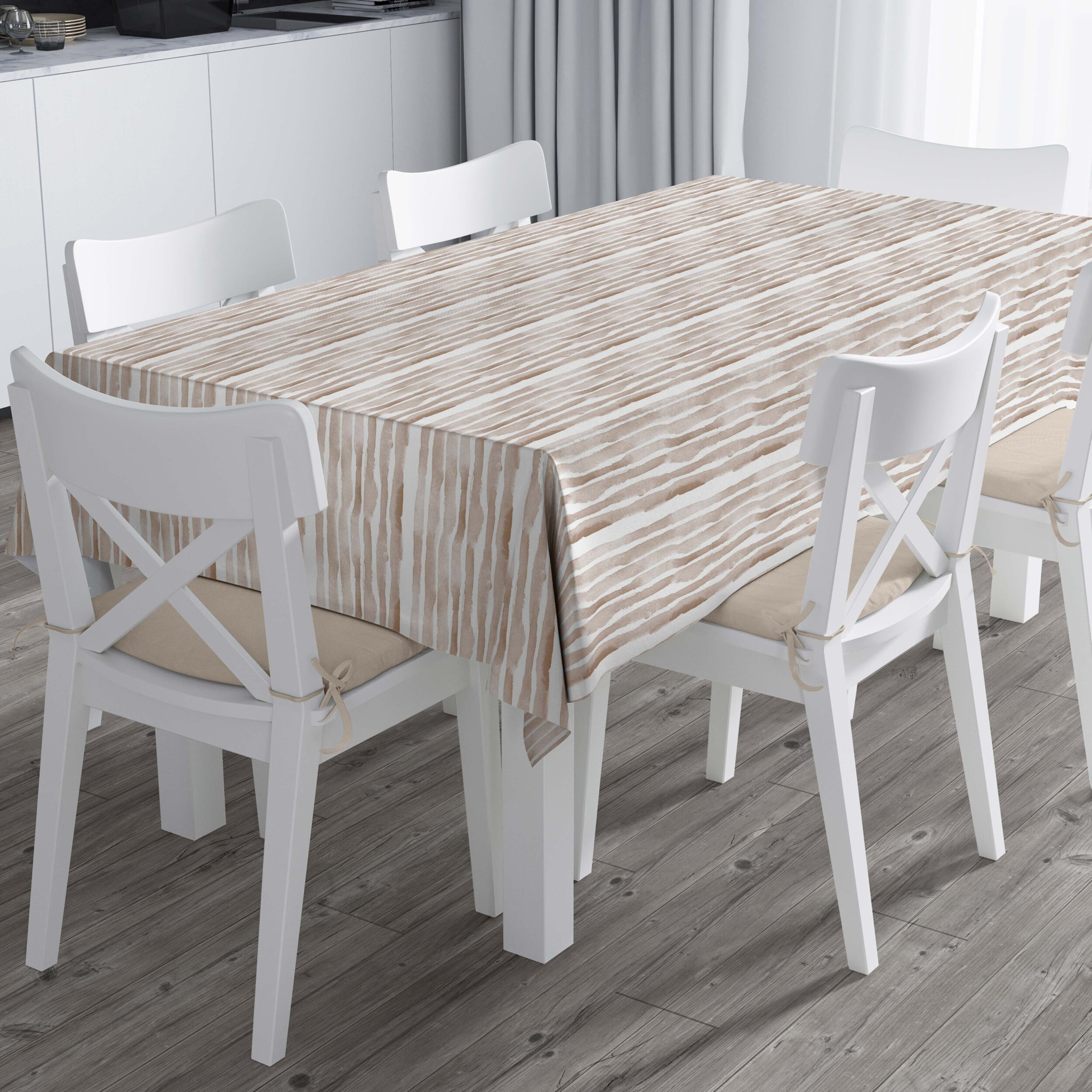 Mantel de Tela Estampado - Antimanchas - Algodón - Poliéster - Rayas Dgrade Canela