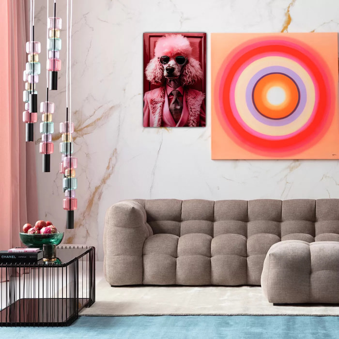 Tableau en verre caniche rose 40x50cm Kare Design