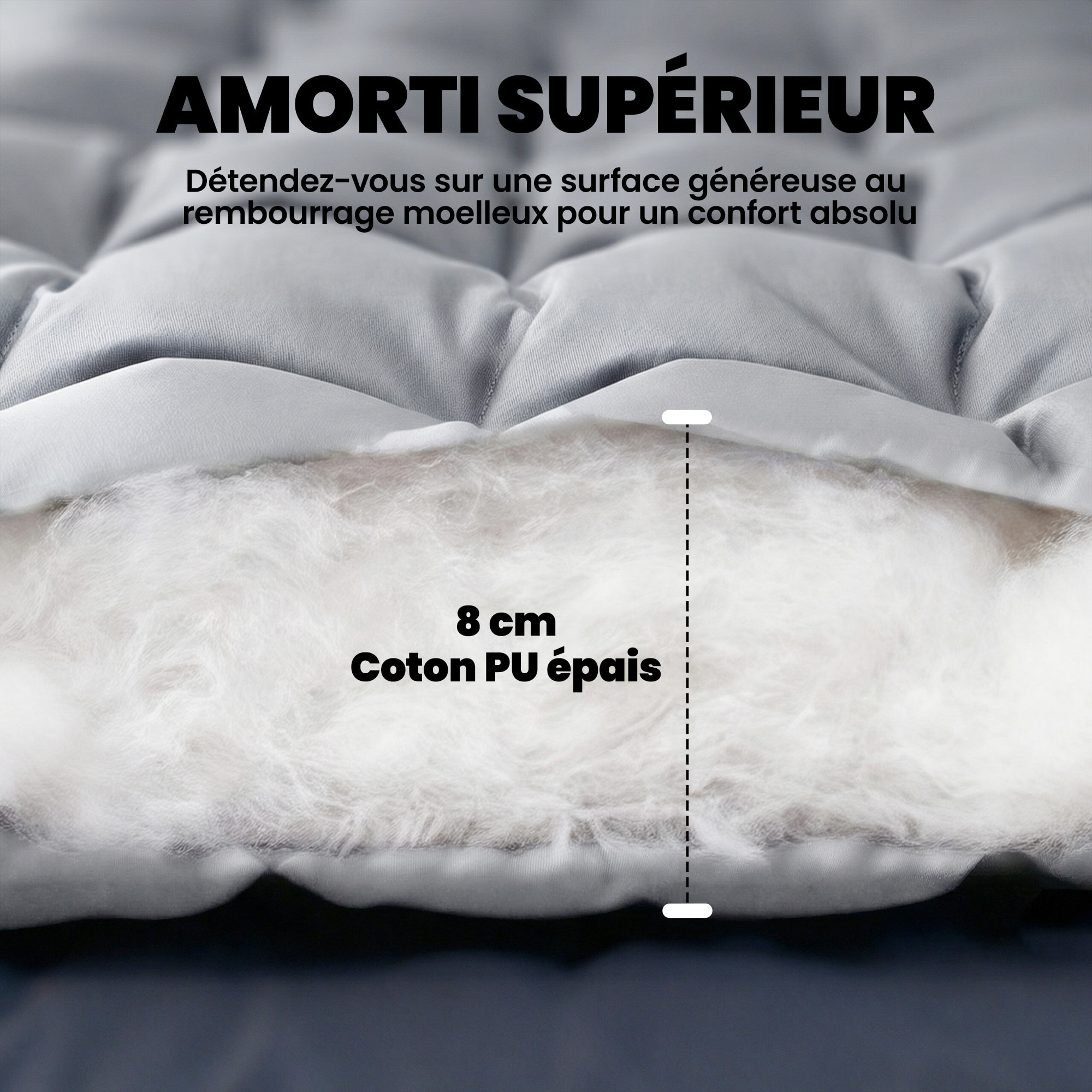 Matelas de camping pliable polyester gris clair