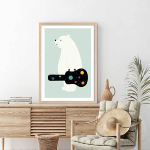 Affiche enfant guitar in hand Affiche + cadre en bois - Chêne